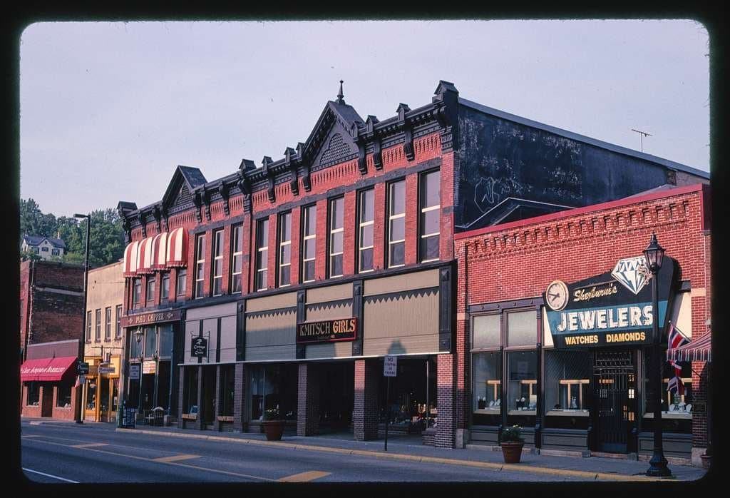 Brick Victorian storefronts on Main Street in downtown Stillwater.